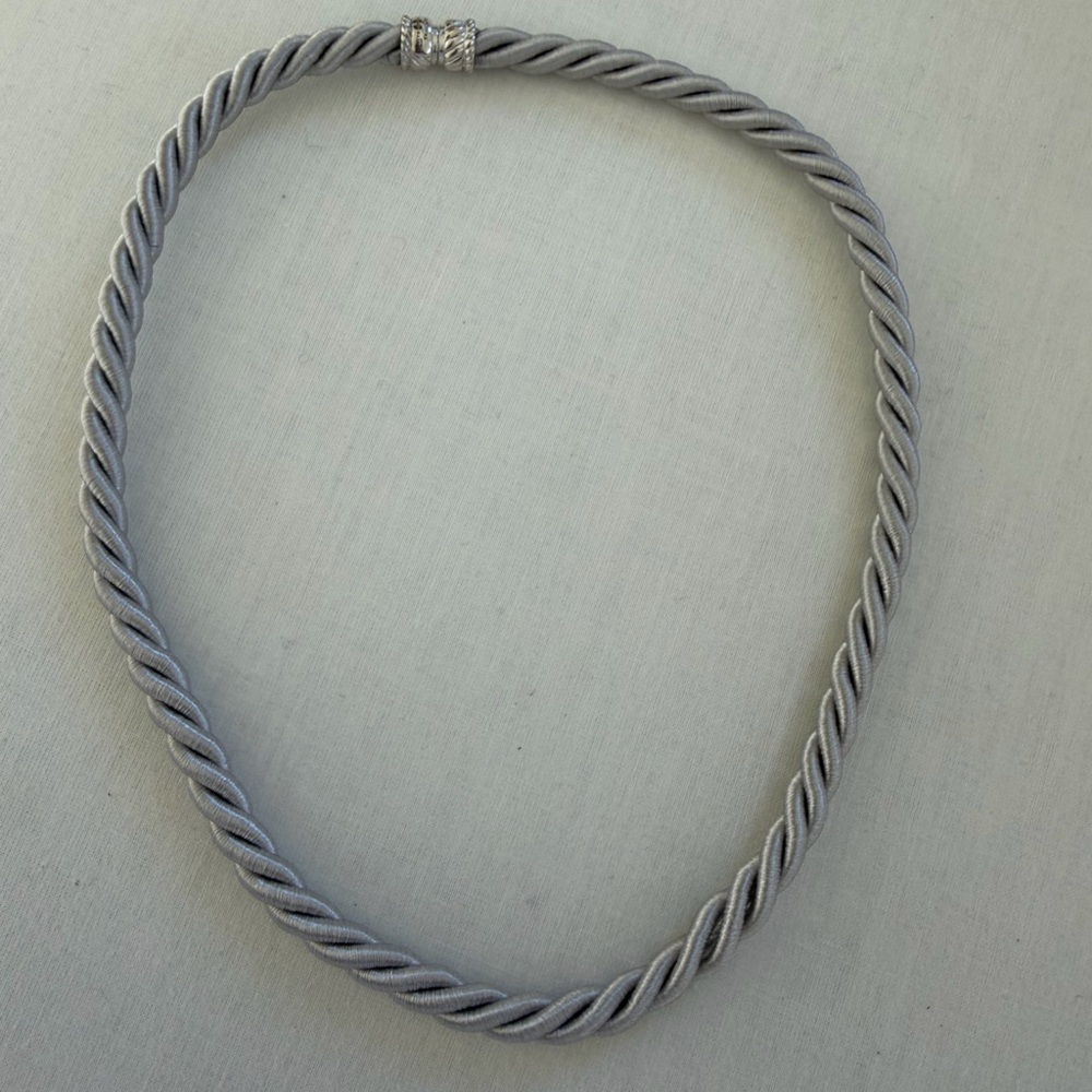 Judith Ripka Silk Twisted Rope Choker Necklace with Silver925 Magnetic Clasp NWT